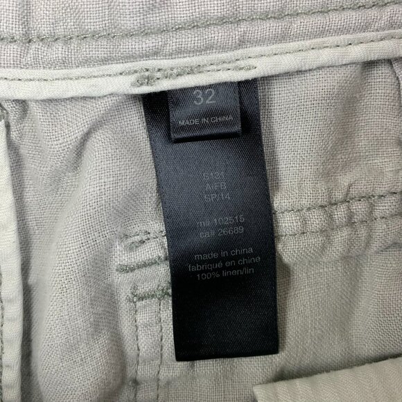 John Varvatos USA Mens Shorts 32 Light Gray 100% Linen 8" Inseam Flap Pockets - Picture 3 of 8
